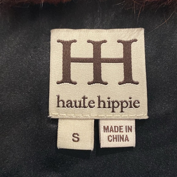 100% Real Rabbit Fur Vest by Haute Hippie in Size S. Burgundy/dusty rose/black. - Picture 2 of 5